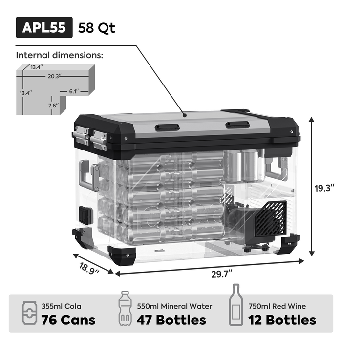 ICECO APL55 Dual Zone 12 Volt Freezer 55 LT