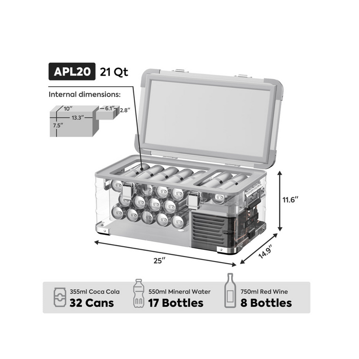 ICECO APL20 Light Duty Aluminum Silver Freezer Single Zone 20 LT