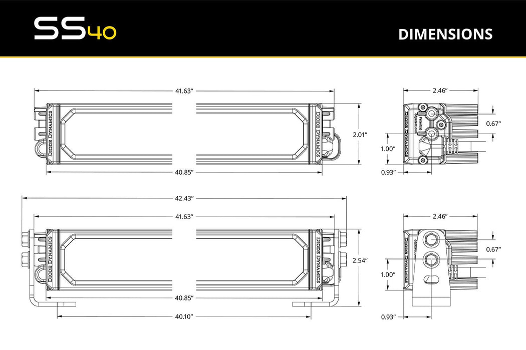 Diode Dynamics SS40 Yellow LED Light Bar for Land Cruiser