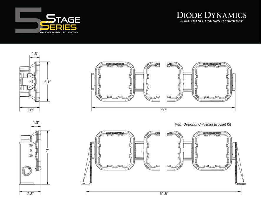 Diode Dynamics SS5 CrossLink 8-Pod 50" LED Light Bar (one)