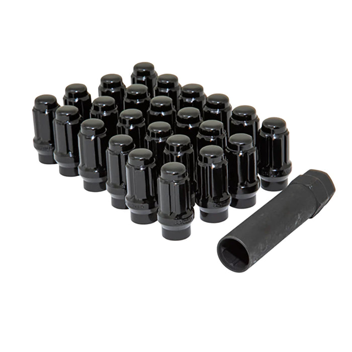 Gorilla Auto Black Spline Lug Nuts 12mm x 1.50 Thread and Dual Hex key 24-Pack.