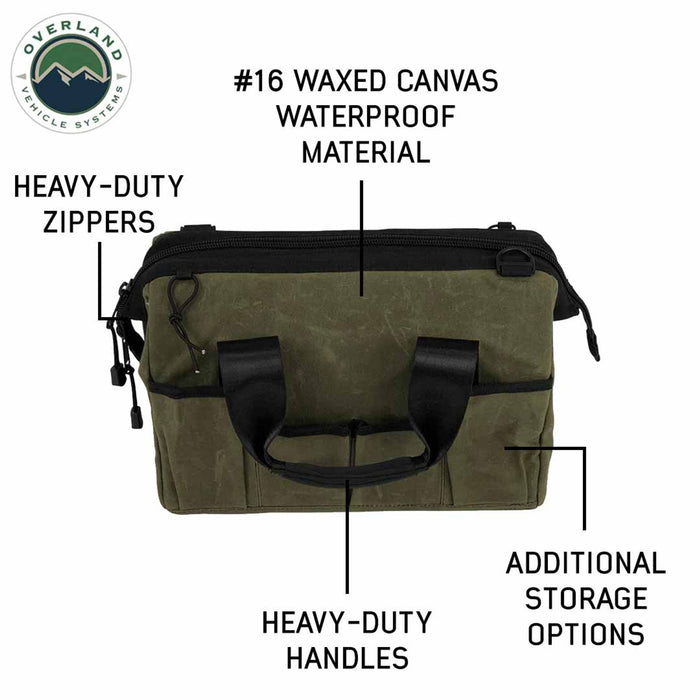 Overland Vehicle Systems All Purpose Tool Storage Bag #16 Waxed Canvas