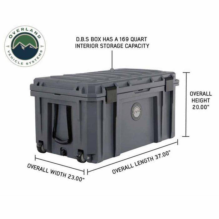 Overland Vehicle Systems D.B.S. Dark Grey 169 QT Dry Box W/Wheels, Drain & Bottle Opener