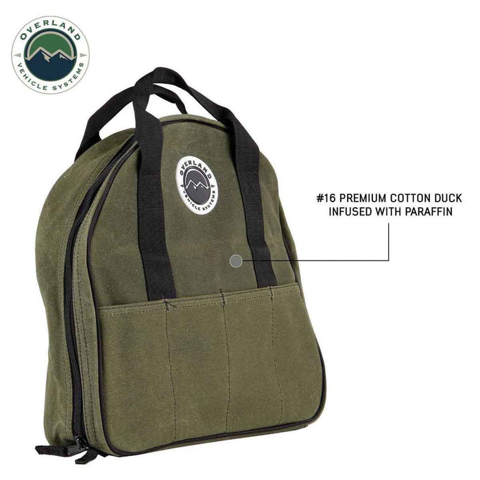 Overland Vehicle Systems Jumper Cable Storage Bag #16 Waxed Canvas