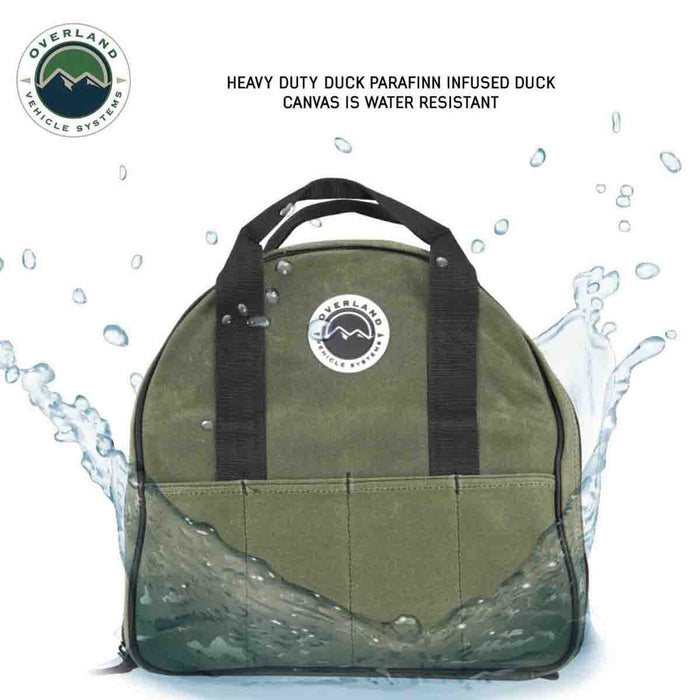 Overland Vehicle Systems Jumper Cable Storage Bag #16 Waxed Canvas
