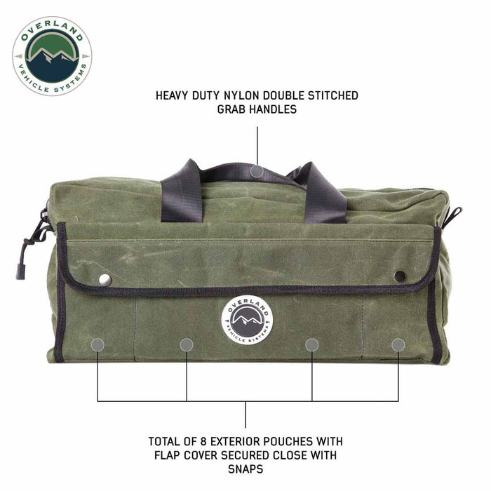 Overland Vehicle Systems Small Duffle Bag W/Handle & Straps #16 Waxed Canvas Storage