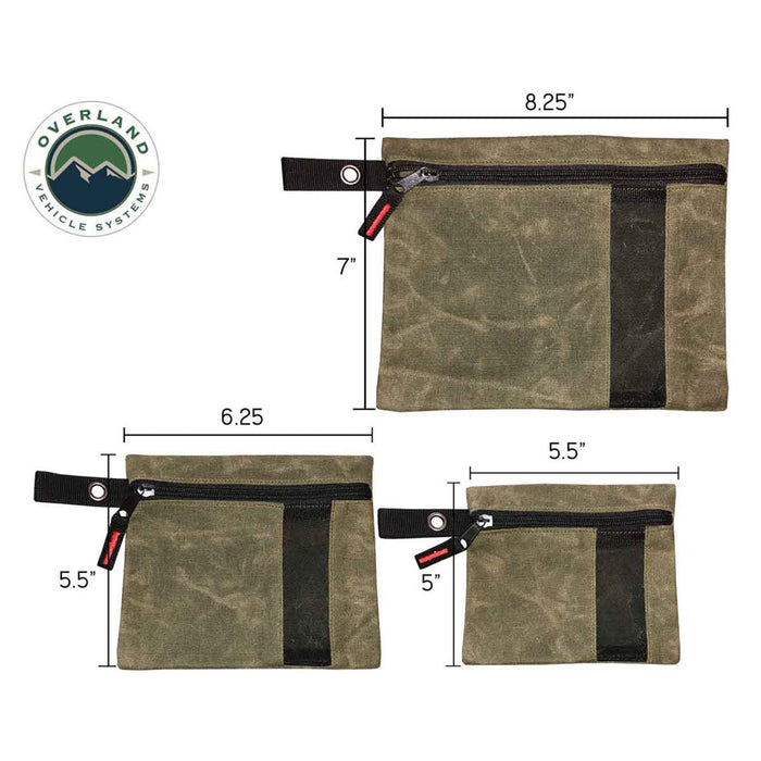 Overland Vehicle Systems Small Size 3 Bag Set of Storage Bags #12 Waxed Canvas