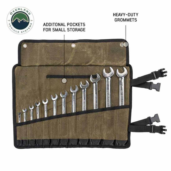 Overland Vehicle Systems Wrench Tool Roll #16 Waxed Canvas Storage