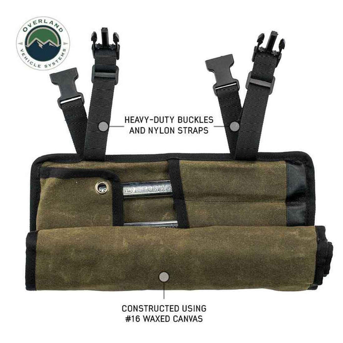 Overland Vehicle Systems Wrench Tool Roll #16 Waxed Canvas Storage