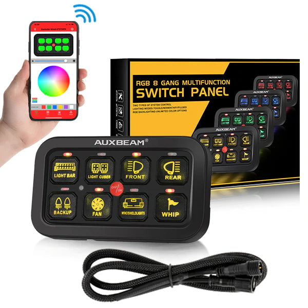Auxbeam 8 Gang RGB Switch Panel Kit — Land Cruiser Lifestyle Auxbeam 8 Gang RGB Switch Panel Kit — Land Cruiser Lifestyle