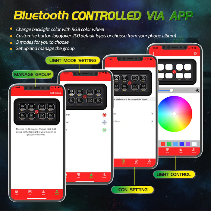 Auxbeam 8 Gang RGB Switch Panel Kit