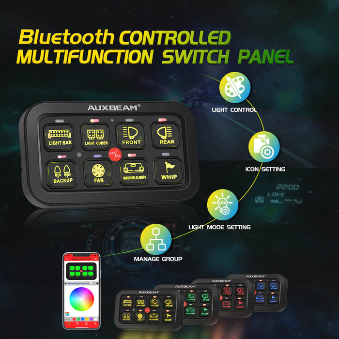 Auxbeam 8 Gang RGB Switch Panel Kit