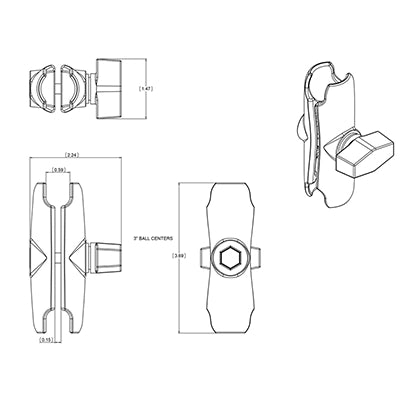 RAM Double Socket Arm - Medium